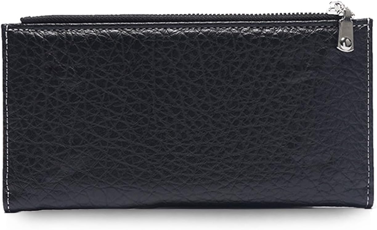 Wallets for Women, Black Long Bifold Ladies Wallet, Leather Credit Card RFID Blocking Wallet, Slim Women Wallet with ID Window and Zipper Coin Pocket, Elegant Women Wallet Gift(Style 4-Long Black)