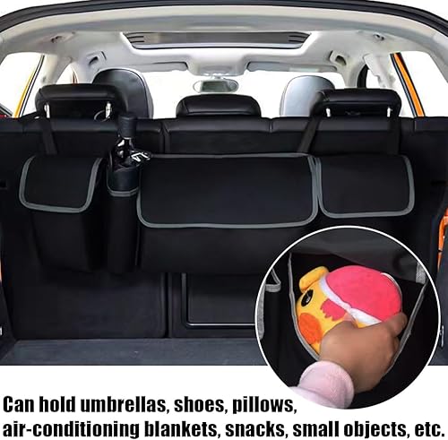 Miniatura 6 de Organizador de maletero de automóvil, bolsa de almacenamiento Oxford para asiento trasero con 4 bolsillos, impermeable, ajustable, de gran