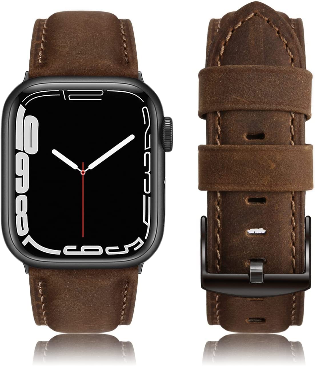 Genuine Leather Strap Compatible with Apple Watch 38mm 40mm 41mm for Men Women, Vintage Leather Straps Compatible with Apple Watch Series 9 8 7 6 5 4 3 2 1 SE Sport Edition