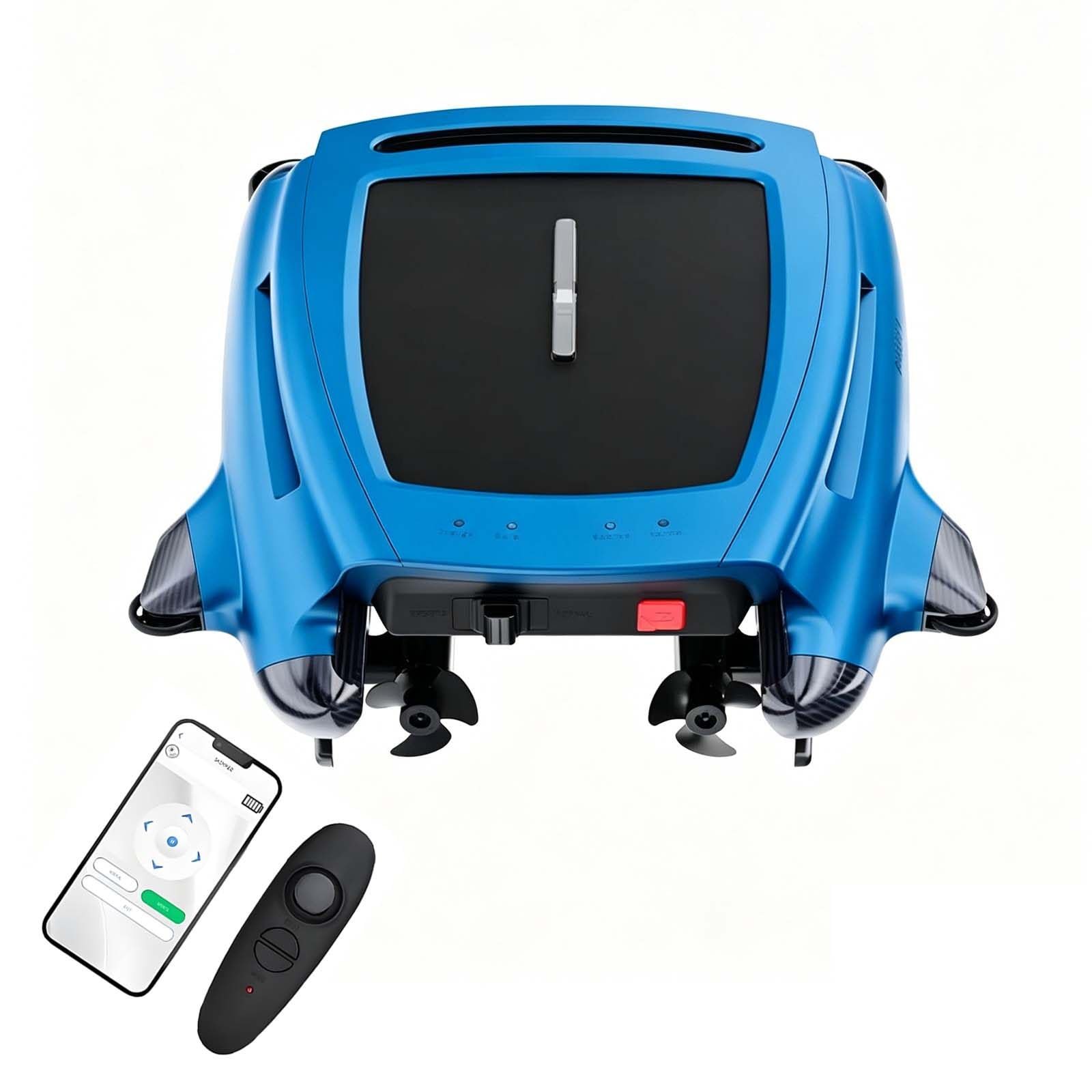 QFGain Cordless Solar Pool Skimmer Robot with 20H Long Battery Blue