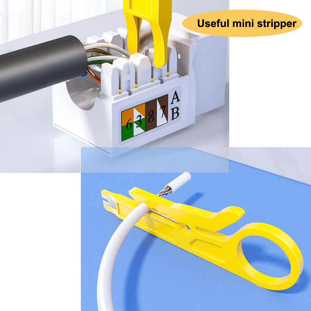 Kit di crimpatura RJ45 con pinza crimpatrice passante per Cat5, Cat5e, Cat6, Cat6a, 8P8C, connettore modulare All-In-One Cat6, crimpatrice e tester (batteria da 9 V non inclusa)