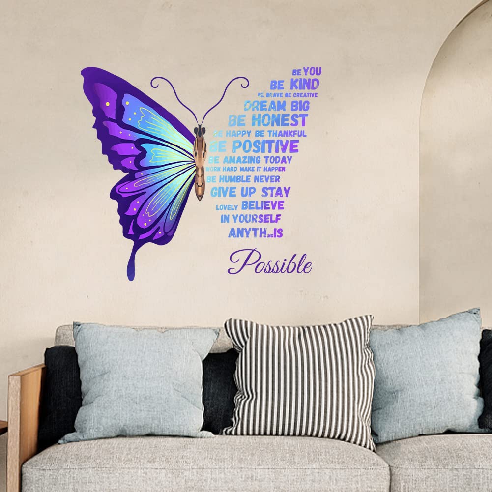 SUPERDANT Butterfly Wall Stickers Purple Butterfly Stickers Inspirational Wall Decals Nursery Wall Stickers for Teenage Girls Bedroom Living Room Wall Decor