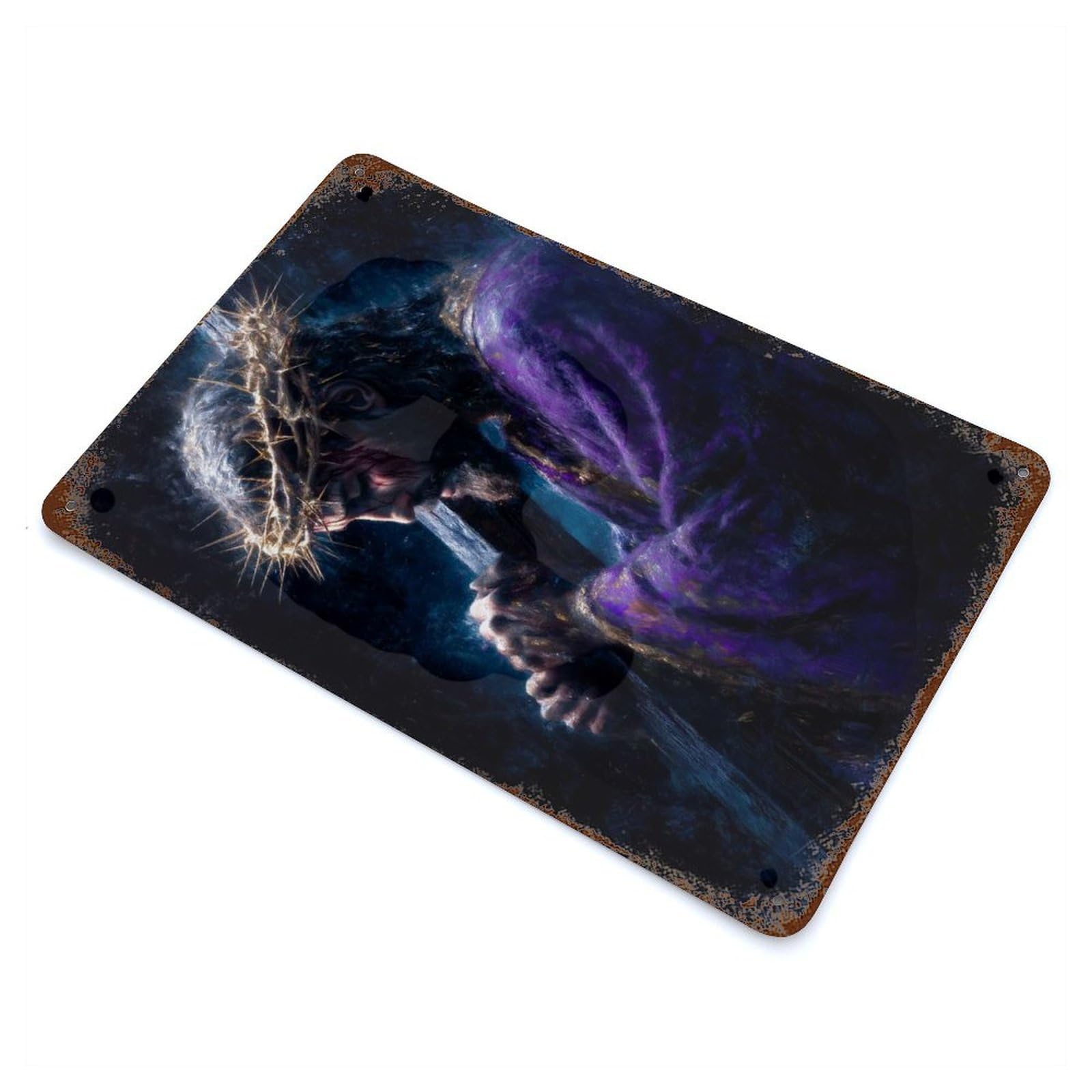 Jesus Carrying The Cross Retro Metal Sign 11.8"x7.9", Vintage Wall Decor for Garage, Pub Or Kitchen