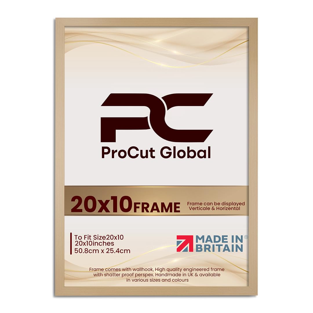 Procut Global 20X10 Country Pine Picture Frames - Modern Wooden Photo Frame with Shatterproof Perspex for Wall or Tabletop - Perfect for Posters, Certificates, Prints - Sizes & Colors Available — image 1