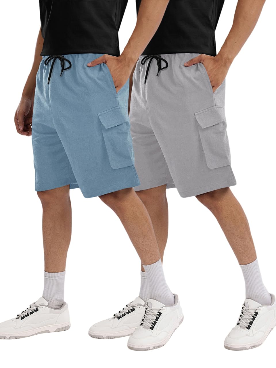 Pinkmint Cargo Shorts for Men Pack of 2 Cotton Lycra Training Gym Shorts for Men Casual Workout Lightweight Summer Shorts with Dual Side Pockets Half Pant for Running, Gym, Walking, Travel-picture-28