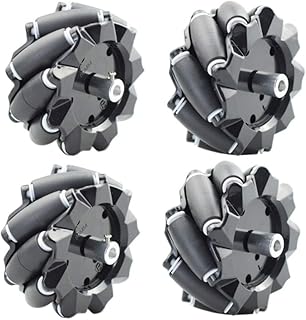 80mm High Hardness Plastic Mecanum Wheel Omni-Directional Smart Robot Car with 6mm hubs for Arduino Rasbperry Pi DIY STEM Toy (80mm 2 Left 2 Right)