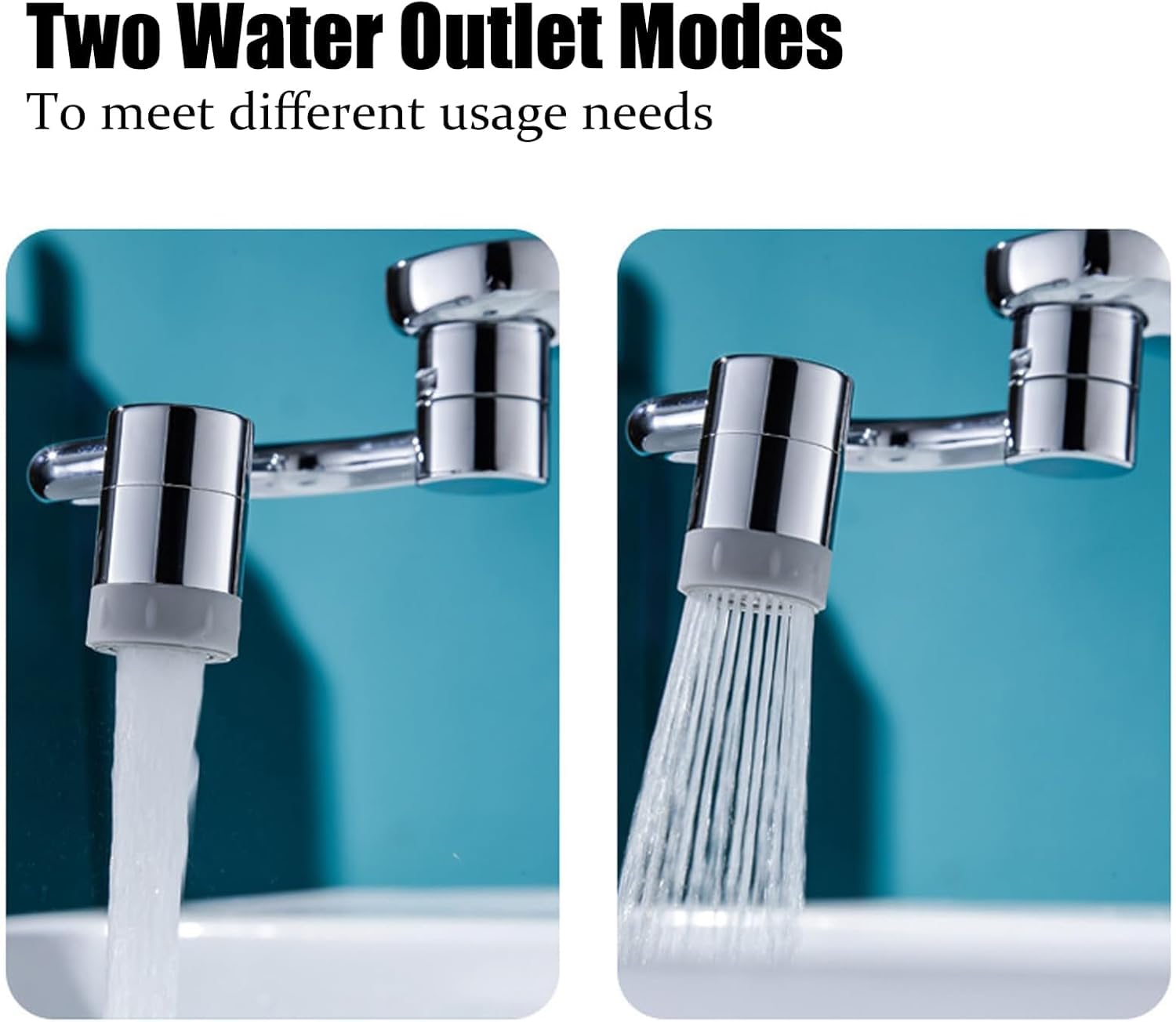 Extensor de grifo giratorio, aireador giratorio de 1440° para fregadero de cocina y baño, ahorro de agua multifuncional de 2 modos, fácil instalación, control de ángulo versátil, 1 unidad