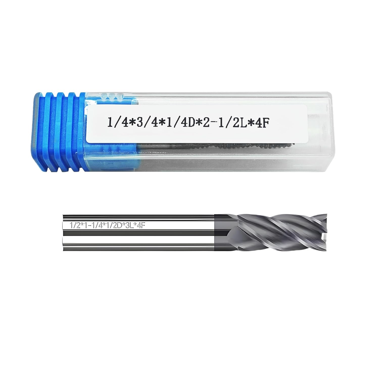 Rayjee Nano-Coated Solid Carbide End Mill, 55° Helix Tungsten Steel Milling Cutter, 1/4" × 3/4" × 1/4"× 2-1/2", CNC End Mill for Steel, Cast Iron & Alloys up to HRC55