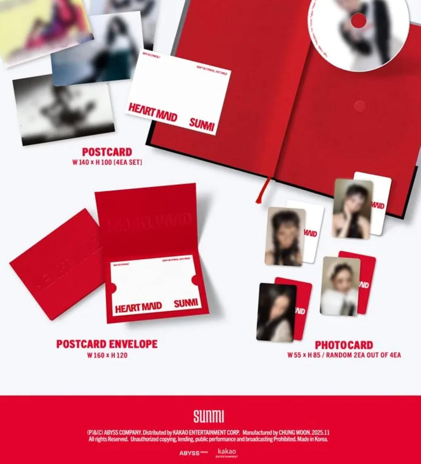Sun Mi HEART MAID Vol. 1 Album, 13 Tracks with 144-Page Photobook, Postcard Set, Photo Cards