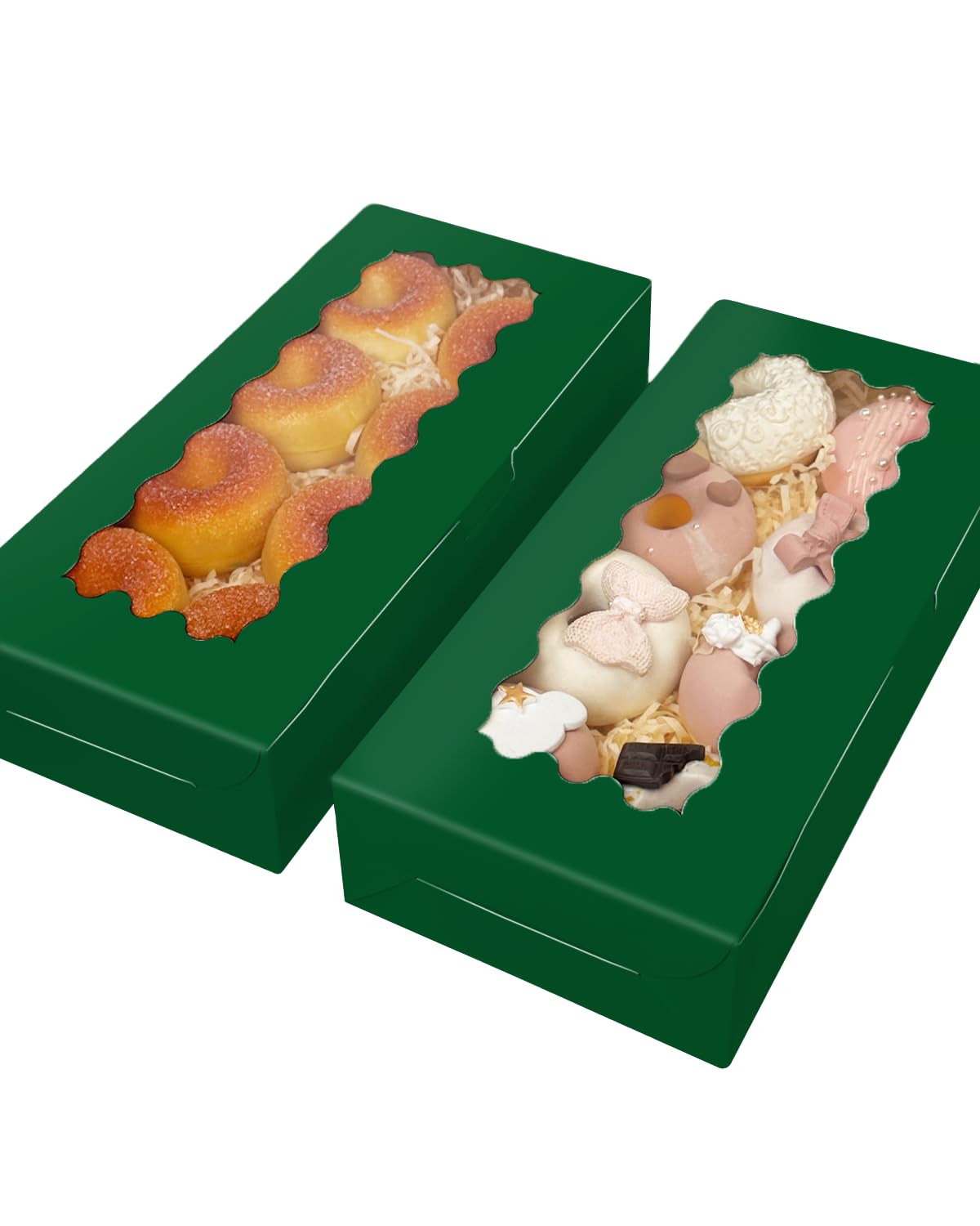 Gcardist 15 Packs Deep Green Cookie Box with Window 30.5x14x6.4cm Two Uses Pastry Biscuit Bakery Box For Packaging (12x5.5x2.5 inch) - Image 3