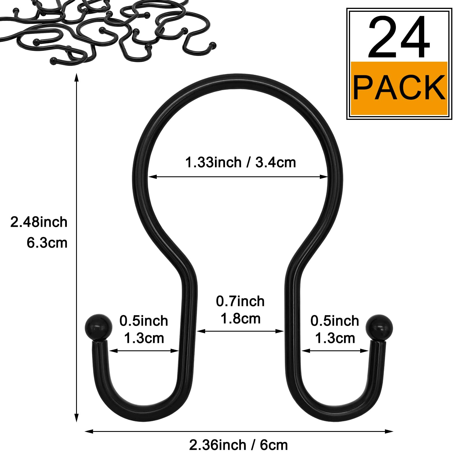 Ganchos Dobles para Cortina de Ducha, 24 Ganchos de Ducha de Metal Inoxidable para Cortina de Ducha, se Deslizan Suavemente, Anillos de Ducha Dobles para Cortina, Anillos de Cortina de Ducha para