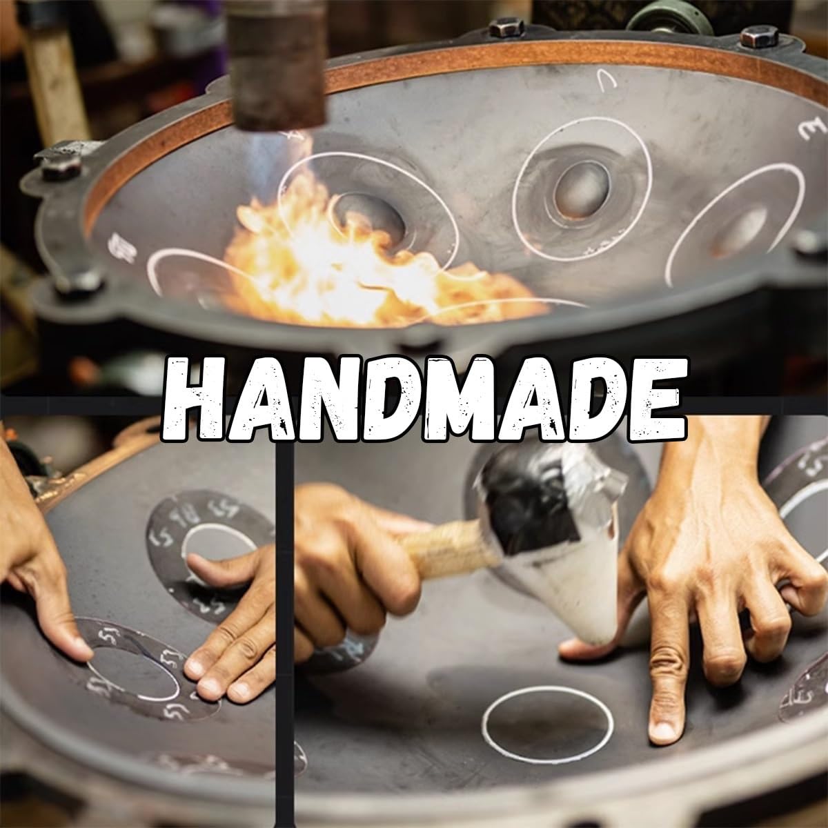 Instrumento Musical Handpan De Acero Inoxidable A 9 Notas, Handpans Nitrurados A 432 Hz con Bolsa Suave para Handpan, Soporte para Handpan Y Paño Antipolvo(Silver)