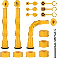 BESOTND Gas Can Spout Replacement Kit (19pcs Yellow) - Leak-Proof Flexible Nozzle, Coarse & Fine Thread Caps for 1-10 Gallon Cans