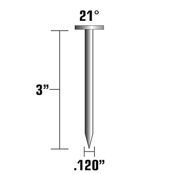 Metabo HPT Framing Nails | 3-in x .120 | 21 Degree | Bright | Smooth | 1,000 Count | 20105SHPT (Pack of 4)