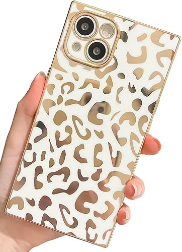 Miniatura 7 de KERZZIL Elegante funda compatible con iPhone 14 Pro Max con borde cuadrado, bonito diseño de leopardo de lujo, protector de cámara, TPU suave, a