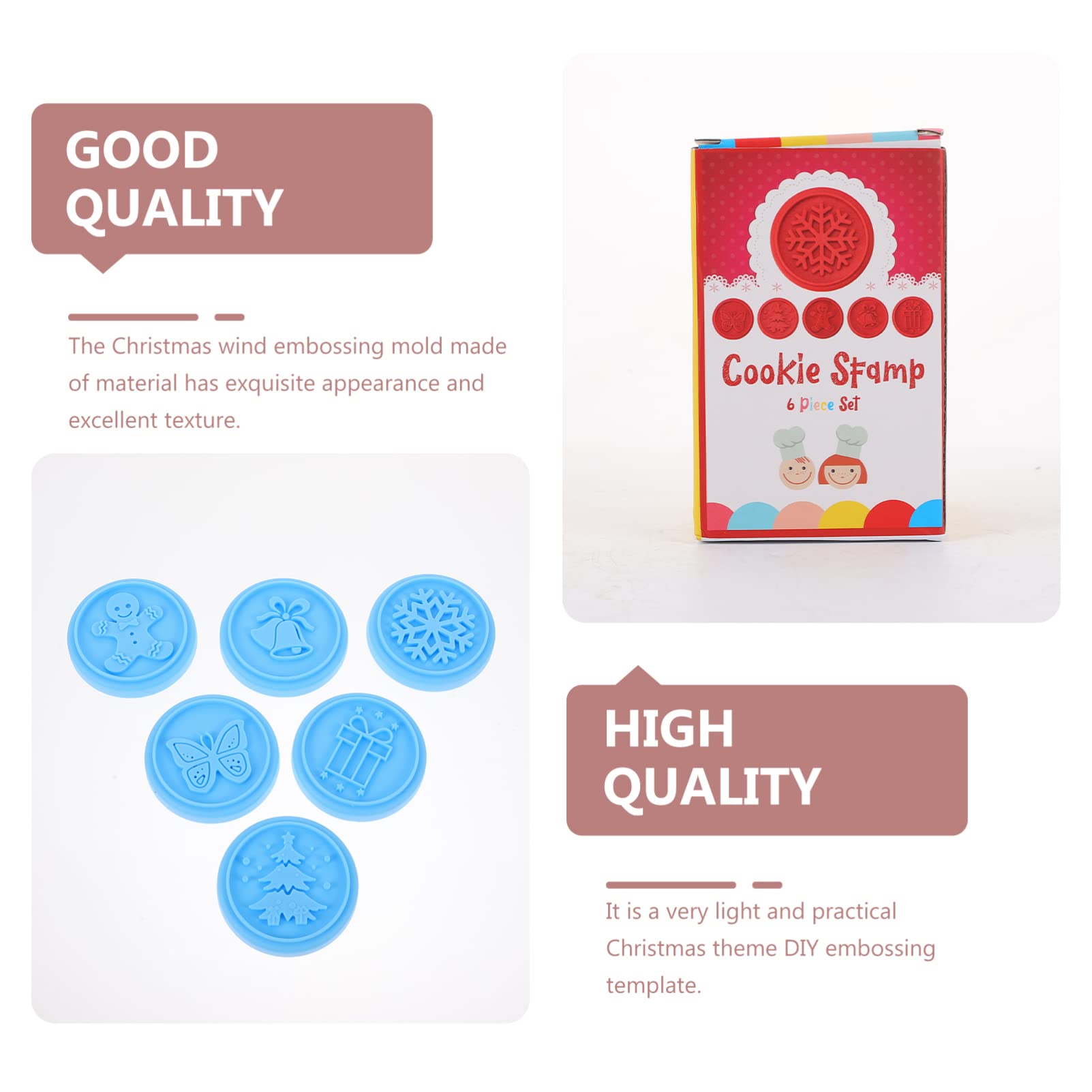 Cabilock 3 Juegos Molde De Galleta En Pan De Jengibre Revestimientos Pastel Sellos Cortadores De Galletas Navideñas Estera Día Festivo Equipo Acero Inoxidable Blue 6 Piezas * 3