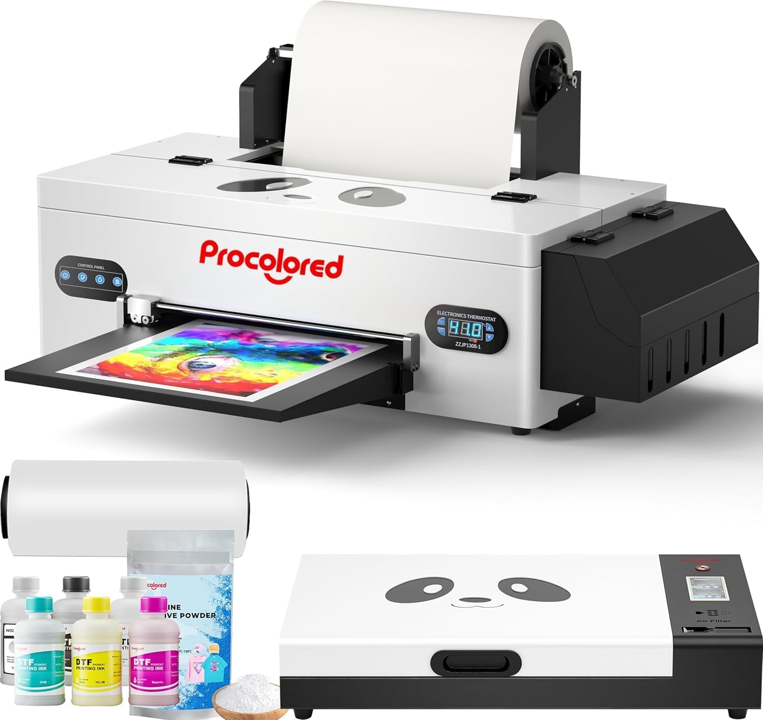 F13 Panda L1800 A3 DTF Printer 13-inch Transfer Printing Machine with White Ink Circulation and Built-in Film Cutter for DIY T-Shirt Printing(Printer+A3 Oven+Ink)
