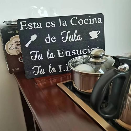 Miniatura 3 de Letrero de cocina de madera, 8 x 12 pulgadas, rústico, negro, montaje en pared, decoración de cocina española