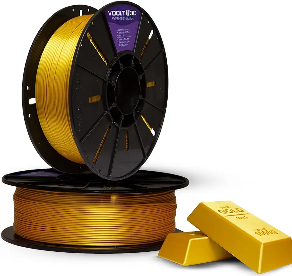 Filamento PLA V-Silk High Speed 1Kg 1,75mm Efeito Seda Impressora 3D FDM Voolt3D (Dourado V-Silk)