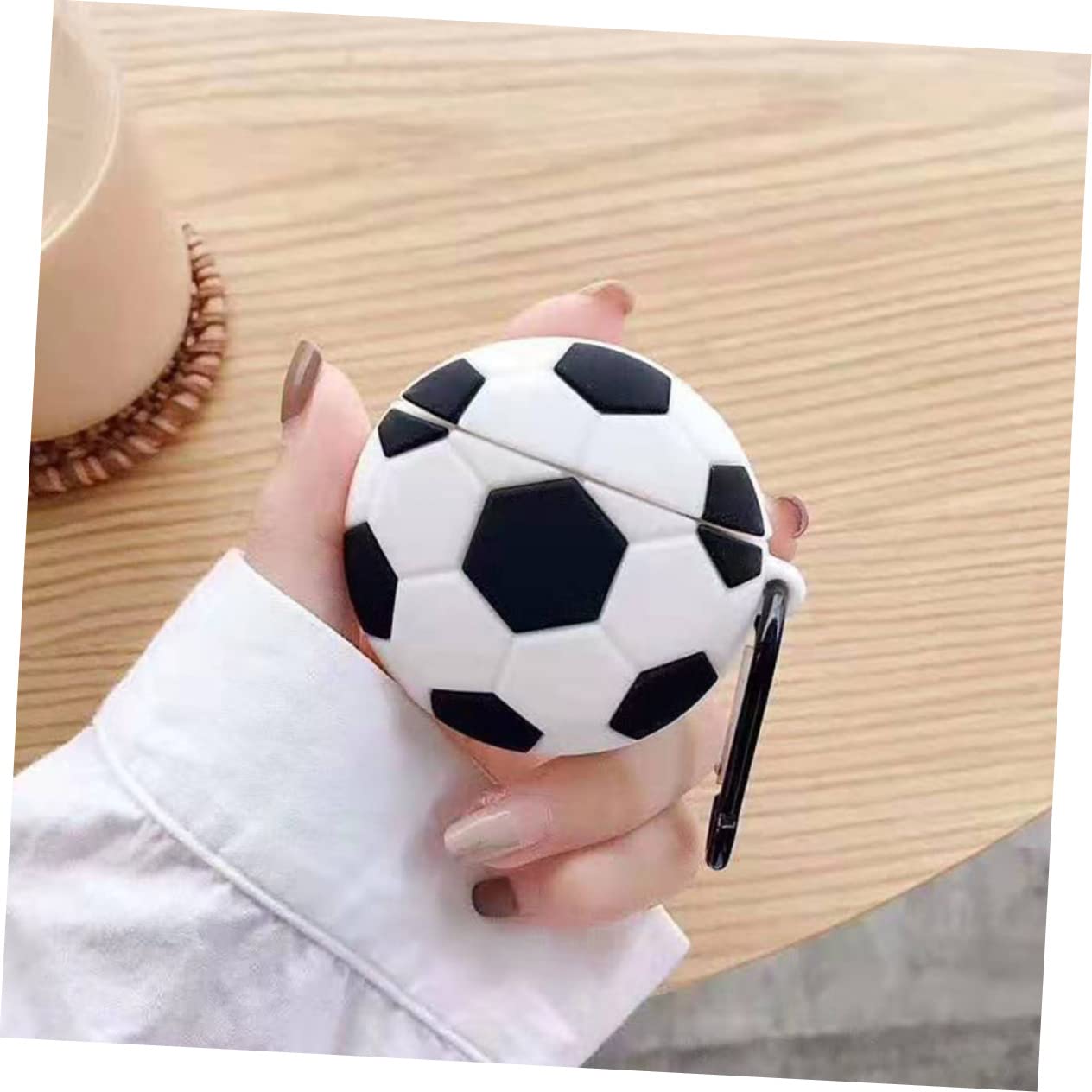 DOITOOL 4piezas Funda Protectora De Auriculares Inalámbricos Forma De Balón De Fútbol Compatible con Diseño Moderno y Práctico con Hebilla para Llevar Mochila