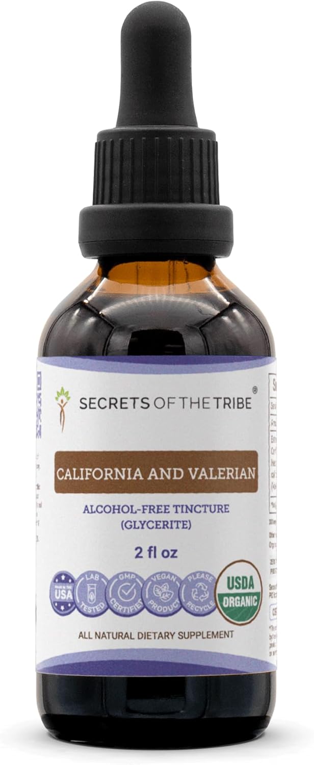 California and Valerian USDA Organic | Alcohol-Free Extract, Herbal Drops | Made from 100% Certified Organic California Poppy (Eschscholzia californica), Valerian Root (Valeriana officinalis) (4 oz)