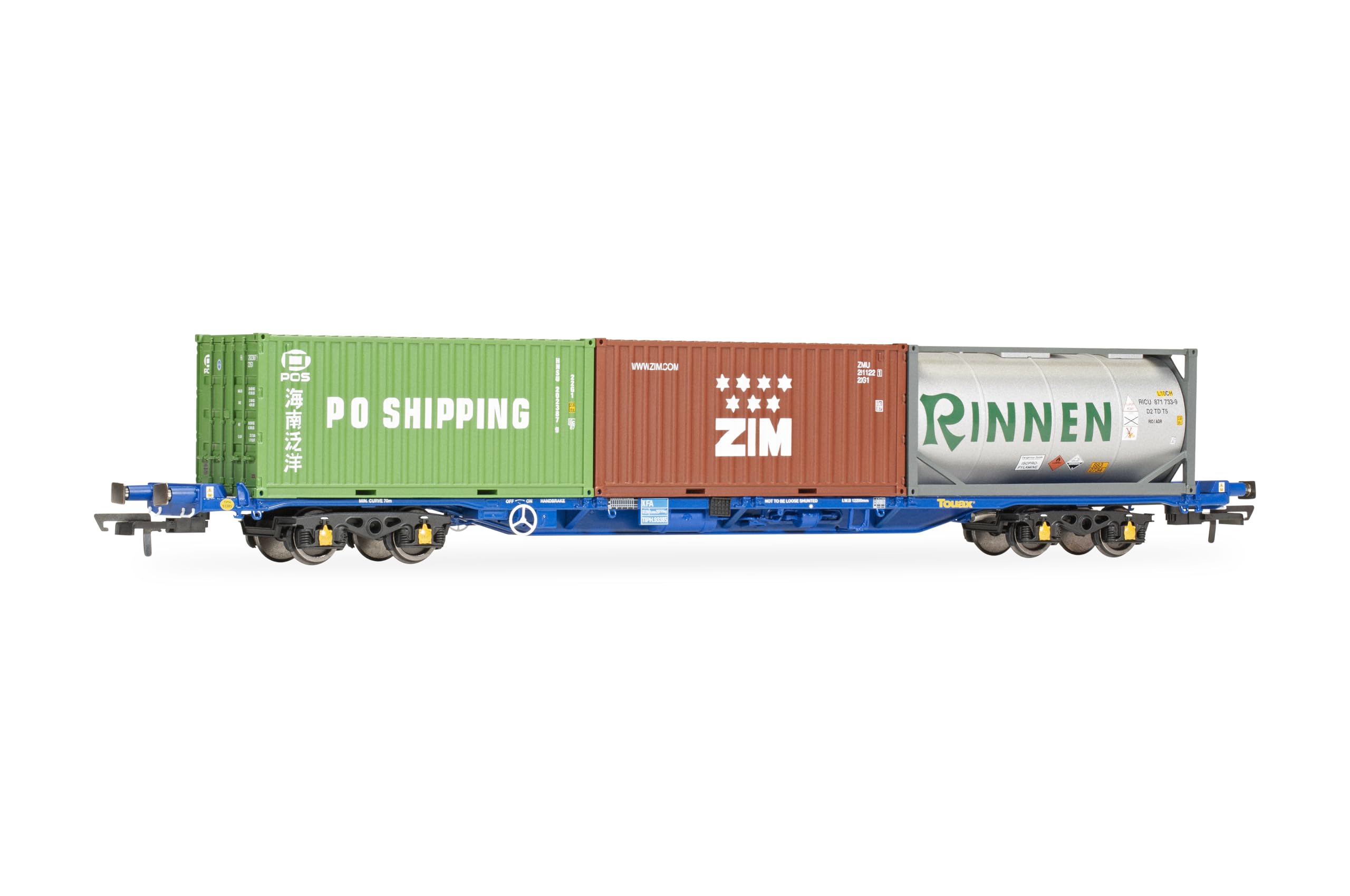 Hornby R60239 KFA-Containerwagen mit 2 x 20-Fuß-Containern und 1 x 20-Fuß-Tanktainer – Wagen und Wagenpakete der Ära 11