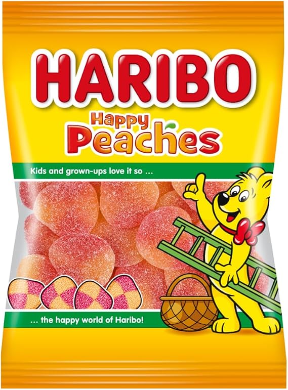 HALAL Sweets Bundle Peaches + Tropifrutti + Gold Bears + Happy Cola Zing 100g Each + Haribo Halal Soft Jelly Bear 1Kg Boxed Treatz