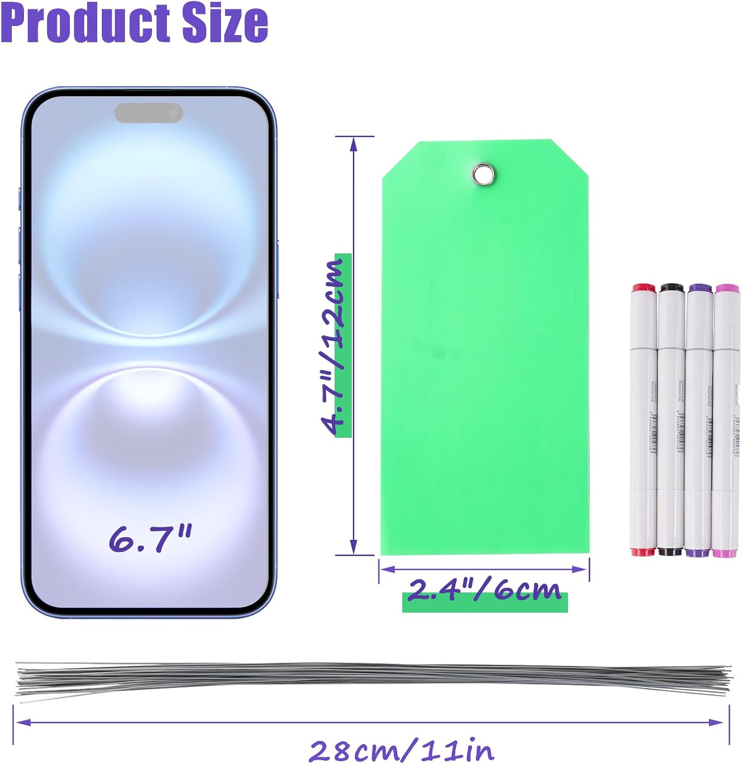 1000 PCS Plastic Shipping Tags with Wire, Waterproof Labeling Tags for Luggage, Inventory & Shelf, 5 Colors (Red, Yellow, Blue, Green, White), 4.72"x2.36", Includes 4 Markers and 1000 Iron Wires - Image 3