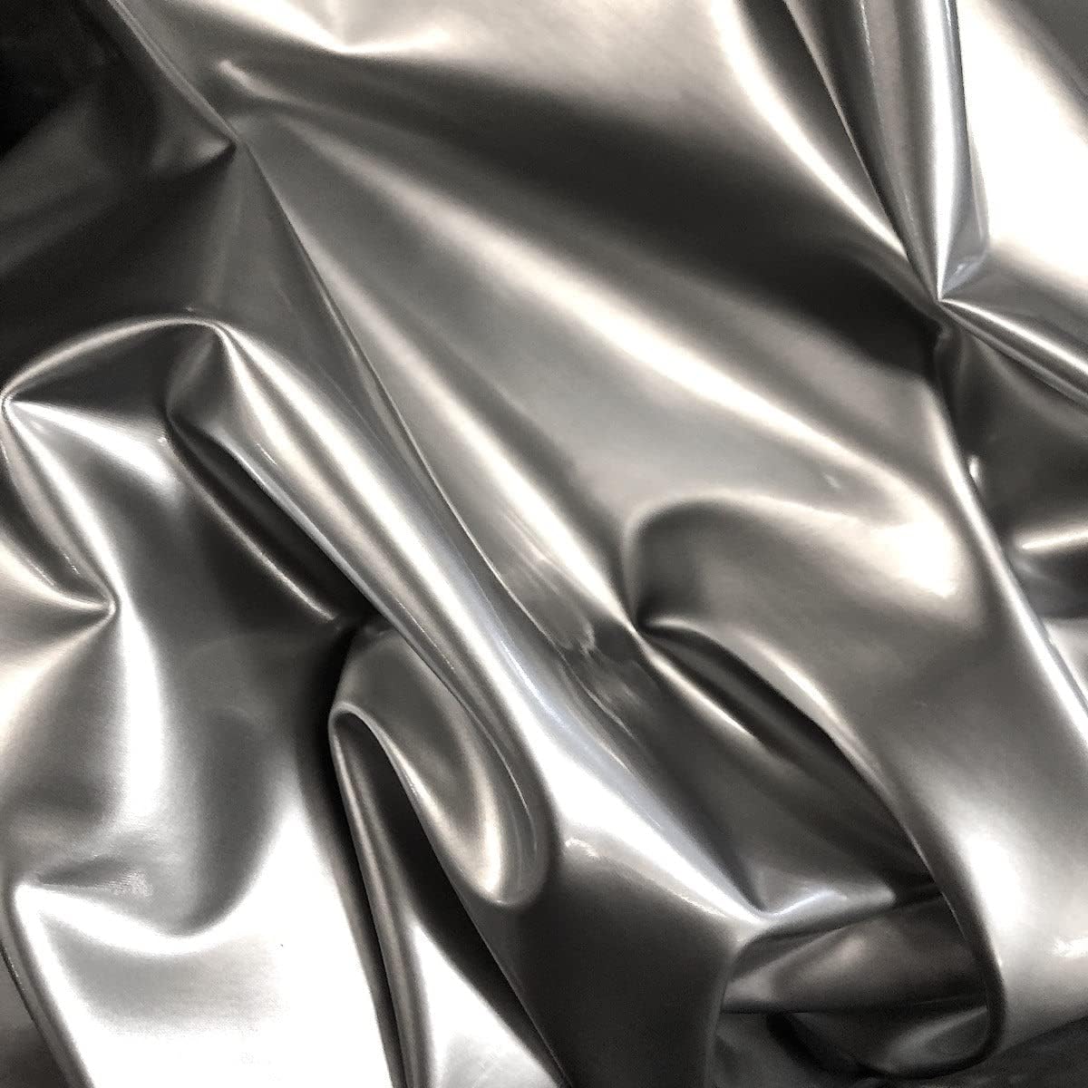 Silver Liquid Shiny Vinyl Spandex Fabric - Sold by Yard