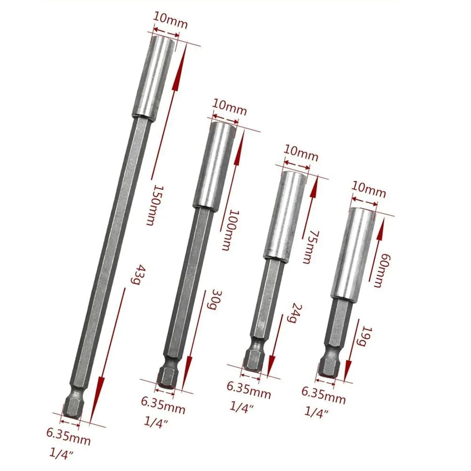 Hex Wrench Connecting Rod 60/75/100/150mm Socket Wrench Adapter Universal Wrench Connecting Rod Drill Extension 1Pcs(-100mm-)