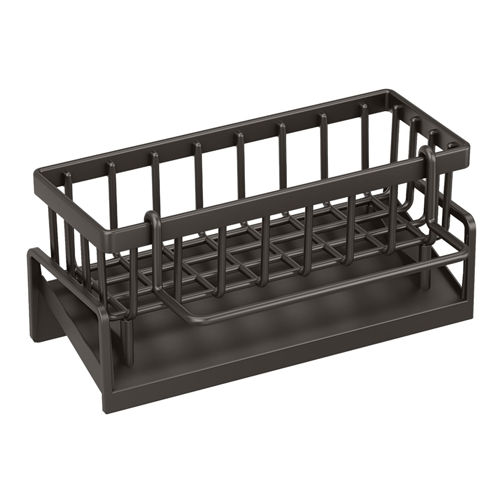 DSFVERVD Drain rack Kitchen Sink Organizer Countertop Rack Multifunctional Sponge/Cleaning Cloth/Brush Holder Drain Dish Soap Storage(Black)