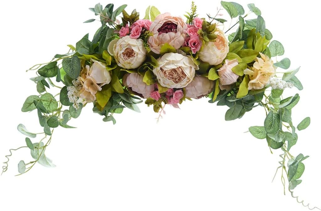 Garland Door Decoration Silk Flower Wall Hanging Simulation Door Lintel Wedding Arch Decoration Decorative Flowers(E)