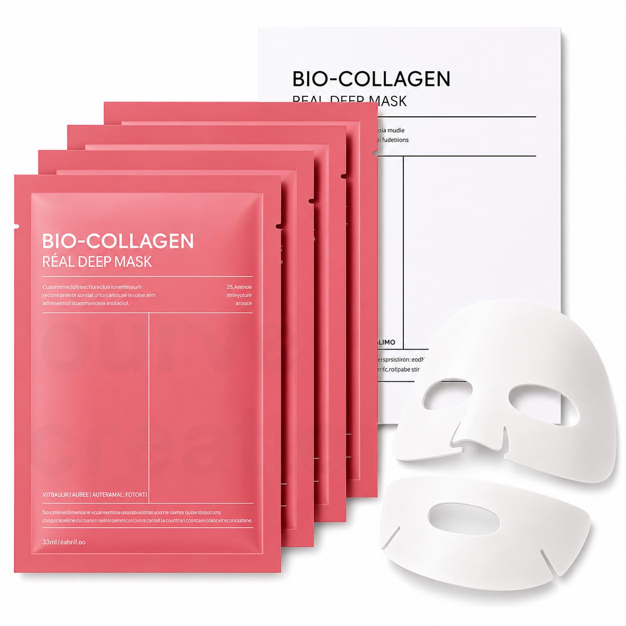 Bio Collagen Real Deep Mask | 2-Piece in 1 Pack For Hydrogel Face Mask for Deep Hydration & Overnight Skincare | Moisturizing, Firming & Skin Elasticity Care | Korean Style Facial Mask | Pack of 4-image-39