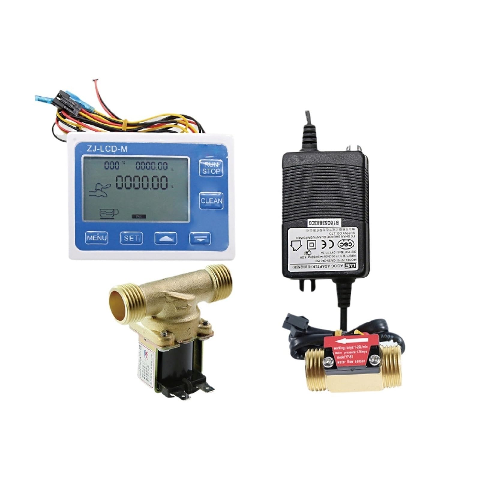 Contrôleur de débit d'eau digital LCD avec capteur en laiton 1/2 pouce ZJ-LCD-M