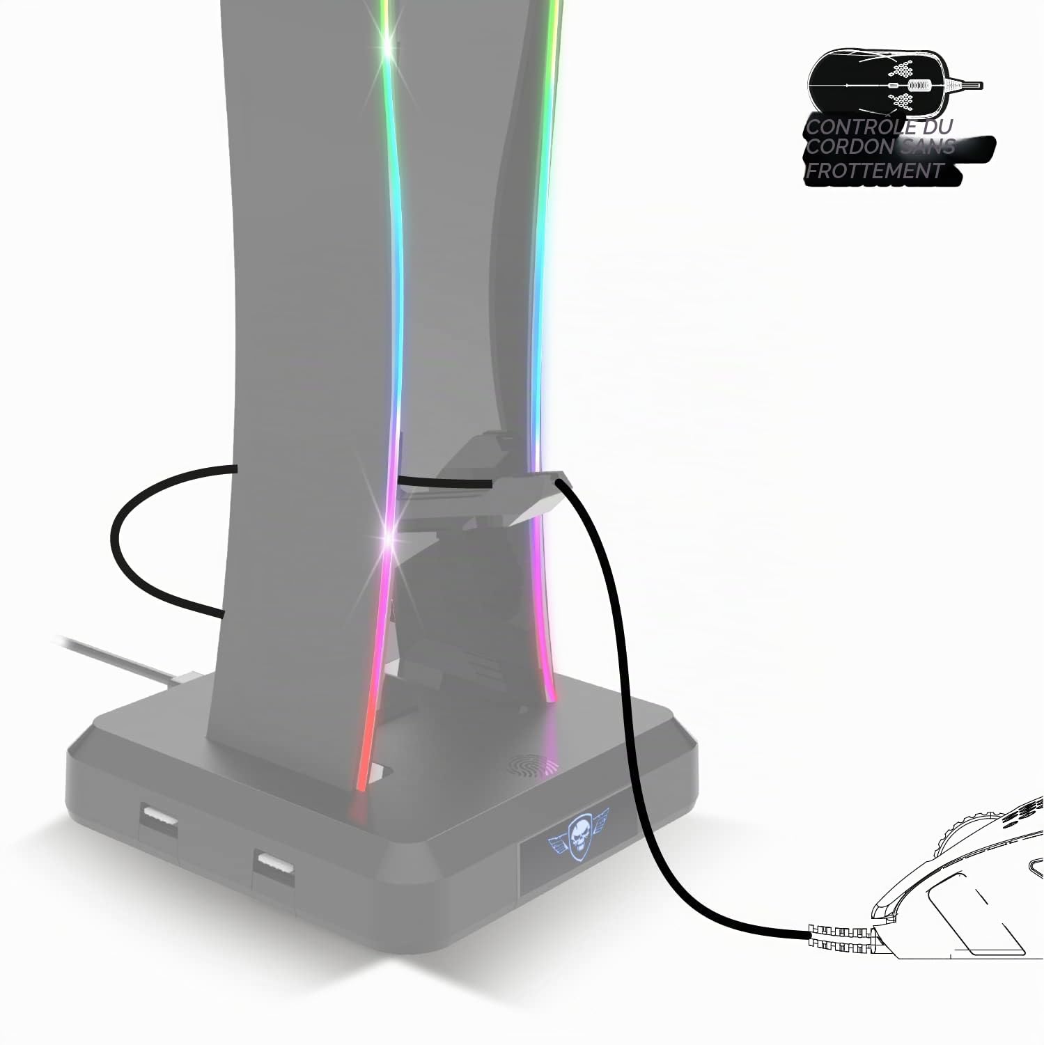 Spirit Of Gamer, Pack Casque + Support RGB, Casque Gaming Blanc Filaire RGB avec Micro, Compatible PS5, PS4, Xbox, Switch & PC, Porte Casque Gaming Multifonction 11 Effets Lumineux