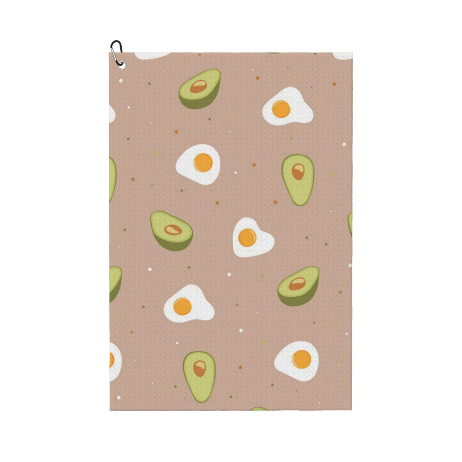 Hnnkloy Egg And Avocado, 16x24 in Portable Waffle Golf Towels with Carabiner Clip for Golf Bag