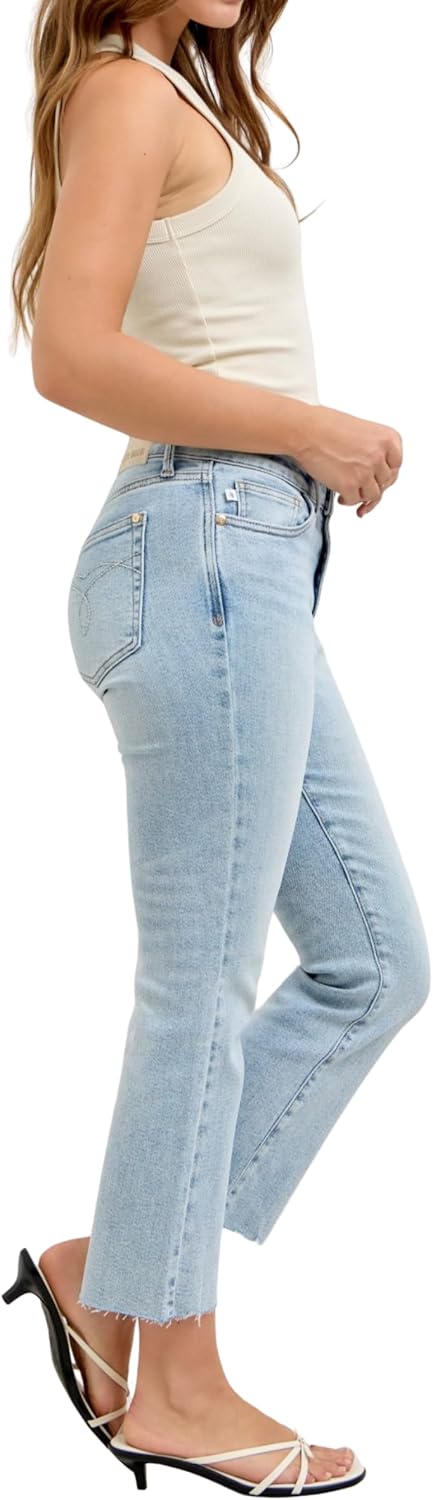 Judy Blue Mid Rise Light Wash Kick Flare, Inseam 27" - Image 4