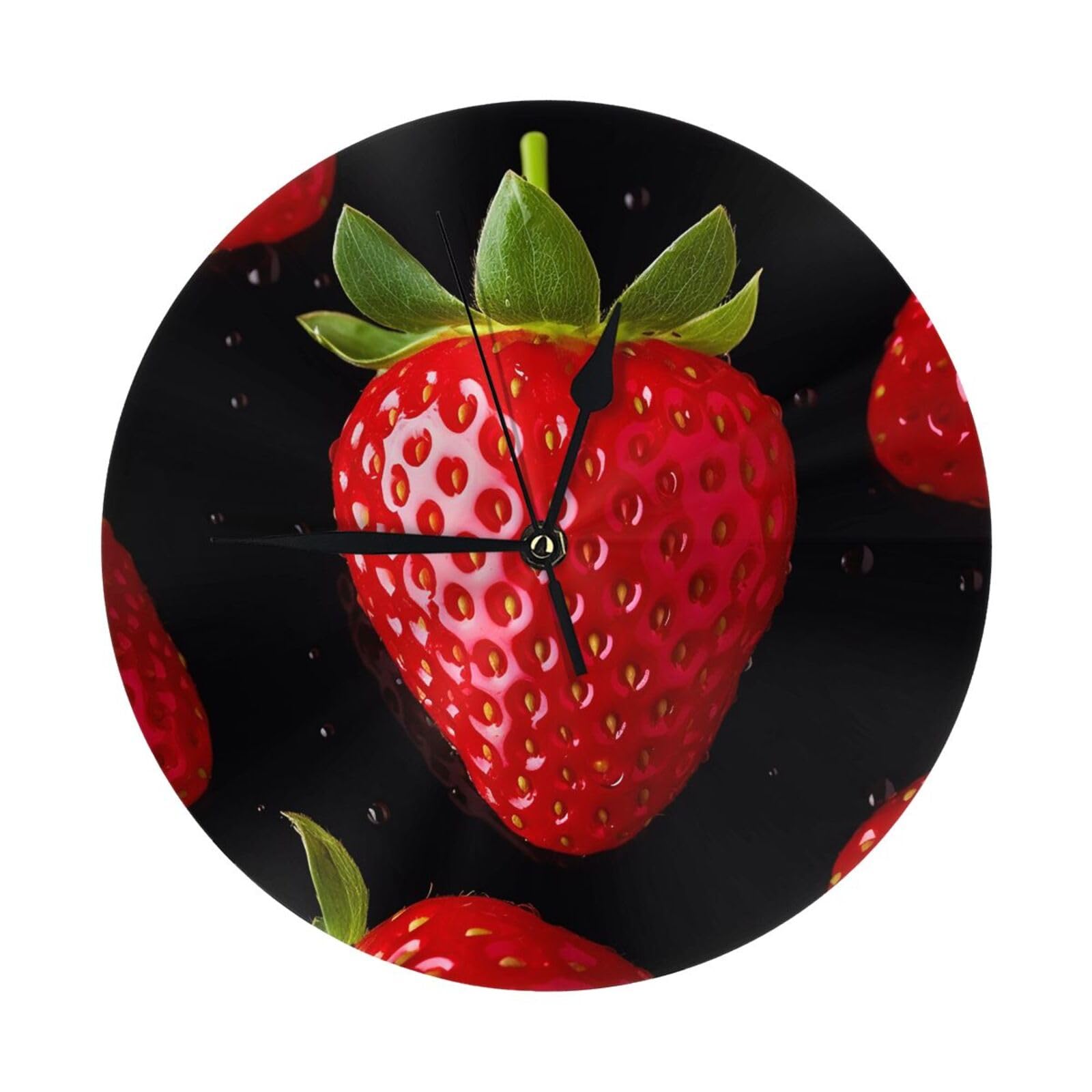Horloge murale fraise 25 cm au design moderne et épuré