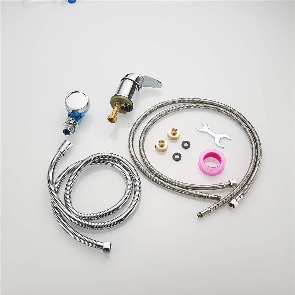 Sensun Brass Salon Shampoo Bowl Faucet Valve and Sprayer Kit for Shampoo Bed Bowl or Backwash Unit with 3/8 Compression to 1/2 Reducer Adapter Chrome