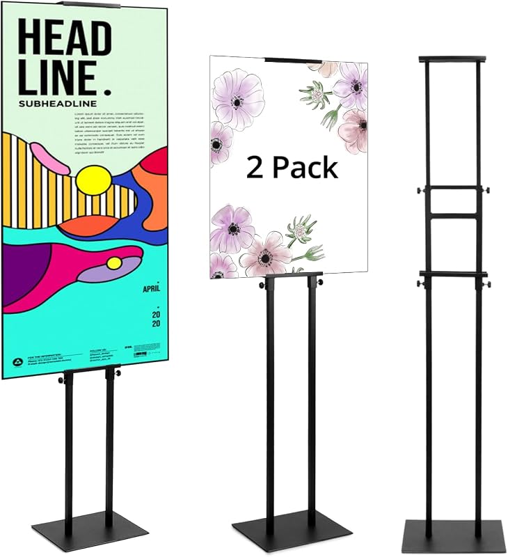 QWORK 2 darabos dupla oldalú plakáttartó szett, állítható információs állvány 12-210 cm - 2 stück