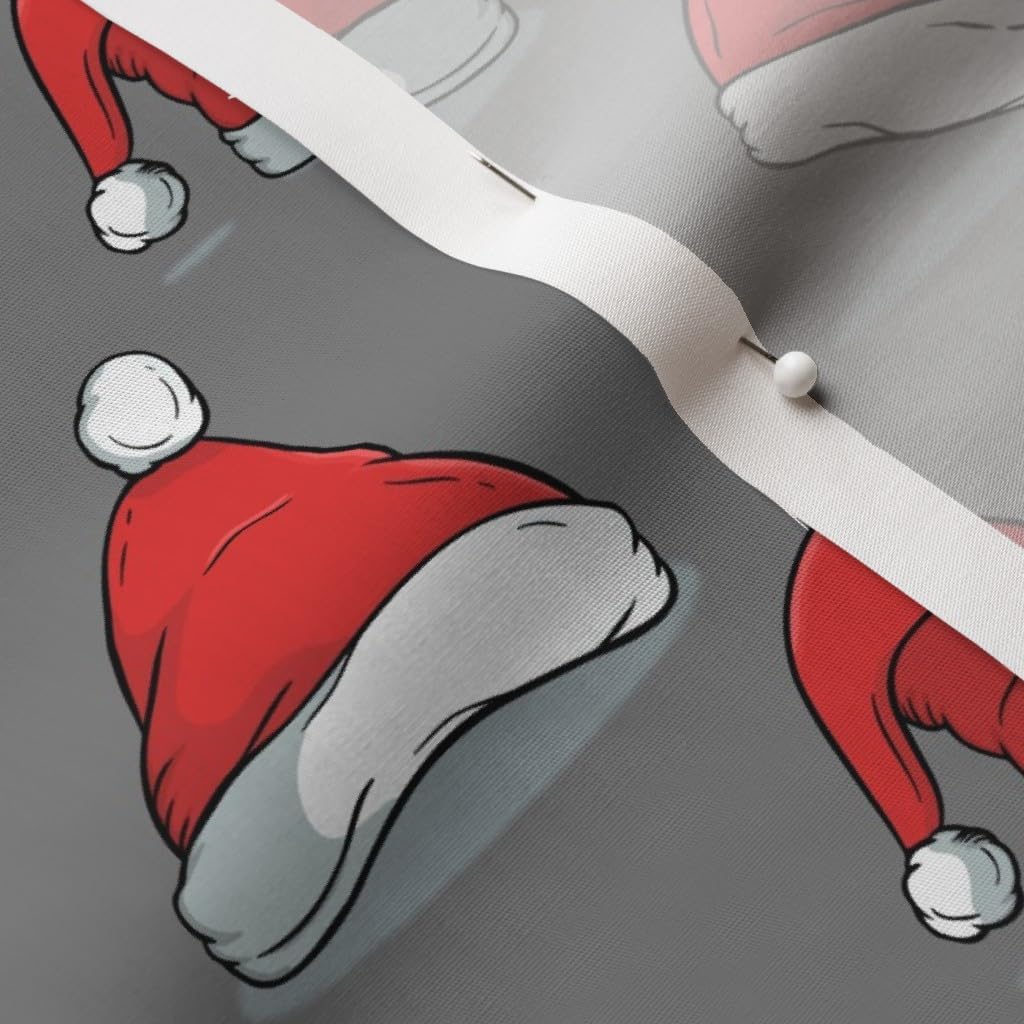 Spoonflower Fabric - Christmas Santa Hats Gray Winter Weather Holiday Printed on Cotton Poplin Fabric by The Yard - Sewing Shirting Quilting Dresses Apparel Crafts