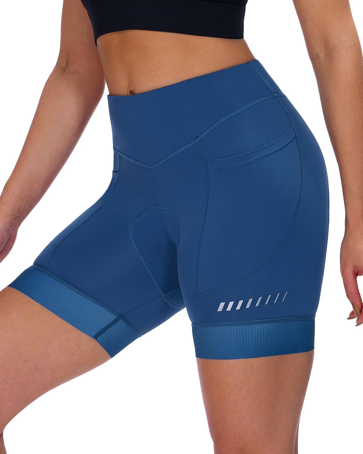 Sportneer Womens 4D Padded Bike Shorts - 4D Bicycle Cycling Shorts with 3 Pockets for Mountain Bike and Road Bike Black - Image 2