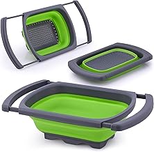 Dizgoy Kitchen Collapsible Colander with Extendable Sturdy Handles Over The Sink BPA-Free Silicone Space Saving Folding Vegetable Collander Fruit Basket Pasta Strain