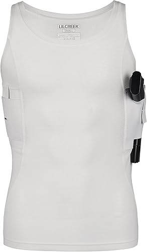 Miniatura 19 de Lilcreek Camisas de transporte ocultas de cuello redondo para hombres: ropa de transporte oculta encubierta con funda de pistola