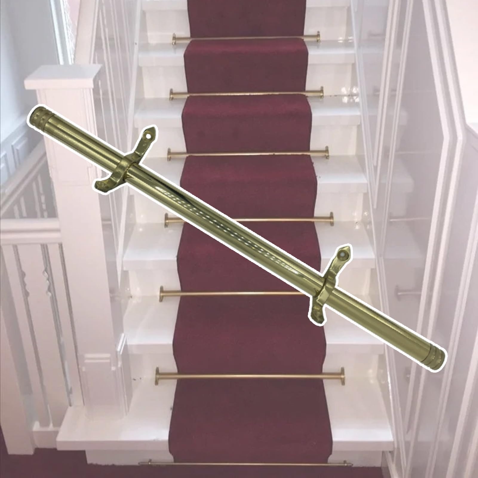 Barres d'escalier creuses en laiton pour fixation de tapis de musée