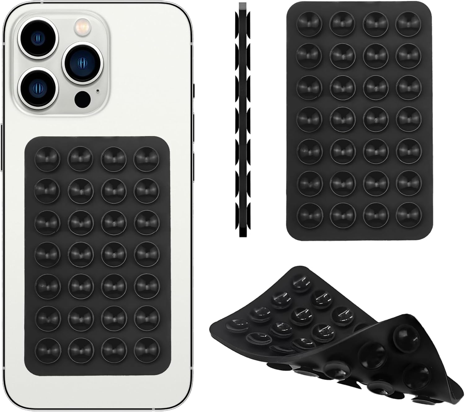Double-Sided, 2 Pack Suction Cup Phone Case Mount, Anti Slip Silicon Sticky Phone Stand Compatible with iPhone and Android, Hands-Free Strong Grip Holder (Multi - Coloured)-image-27