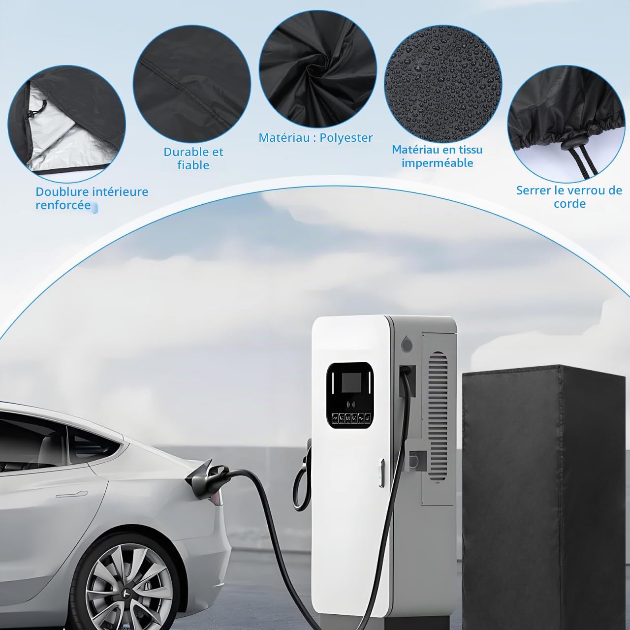 Healeved Housse Protection Borne De Recharge pour Véhicule Électrique Imperméable Et Anti-Poussière Compatible avec La Pluie Installation Facile 70.00 X 35.00 X 35.00 Cm pour Chargeur Extérieur