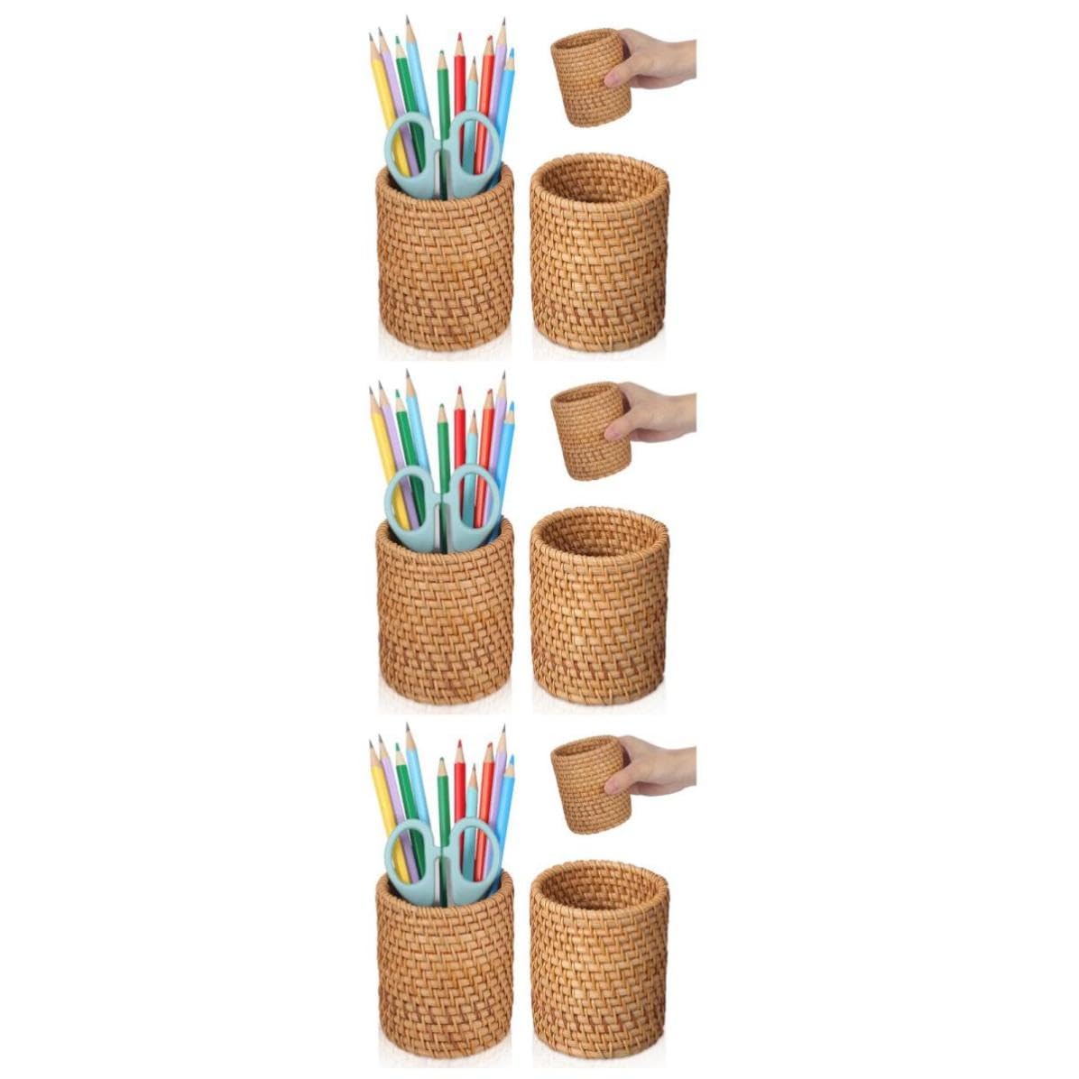 ABOOFAN 6 Geflochtener Stifteköcher, 8cm Durchmesser, 10cm Hoch
