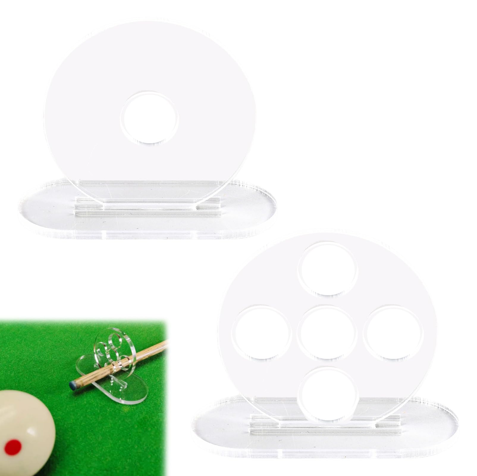 2 Pack Billiard Cue Stroke Trainer, Portable Billiard Cue Stroke Trainer Set with Single Hole and 5 Holes for Accuracy, Control and Practice, Acrylic Pool Training Aid for 8 Ball 9 Ball Snooker
