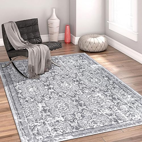 Tapete Vintage Shaggy Antideslizante Lavable 3'x5' Gris miniatura 6